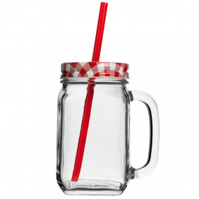 Country Drinking Jars with a lid and straw